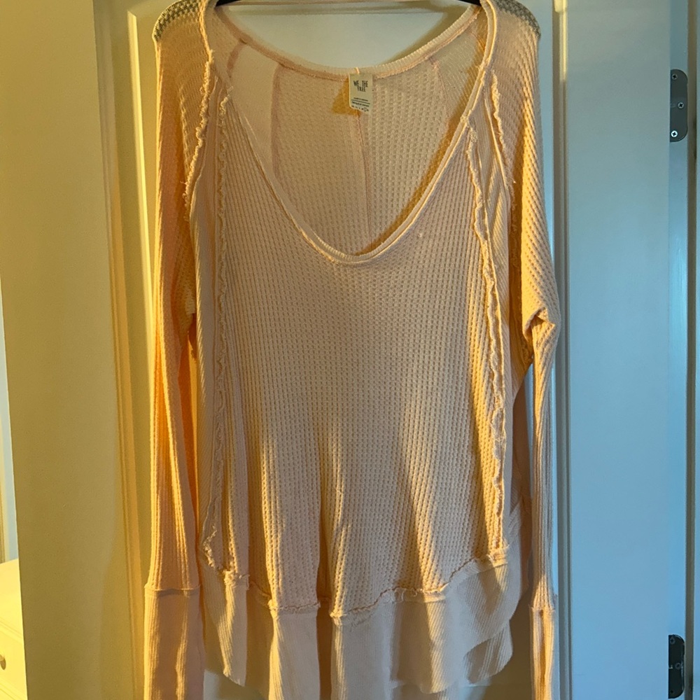 Free People Pink Long Sleeve Top
